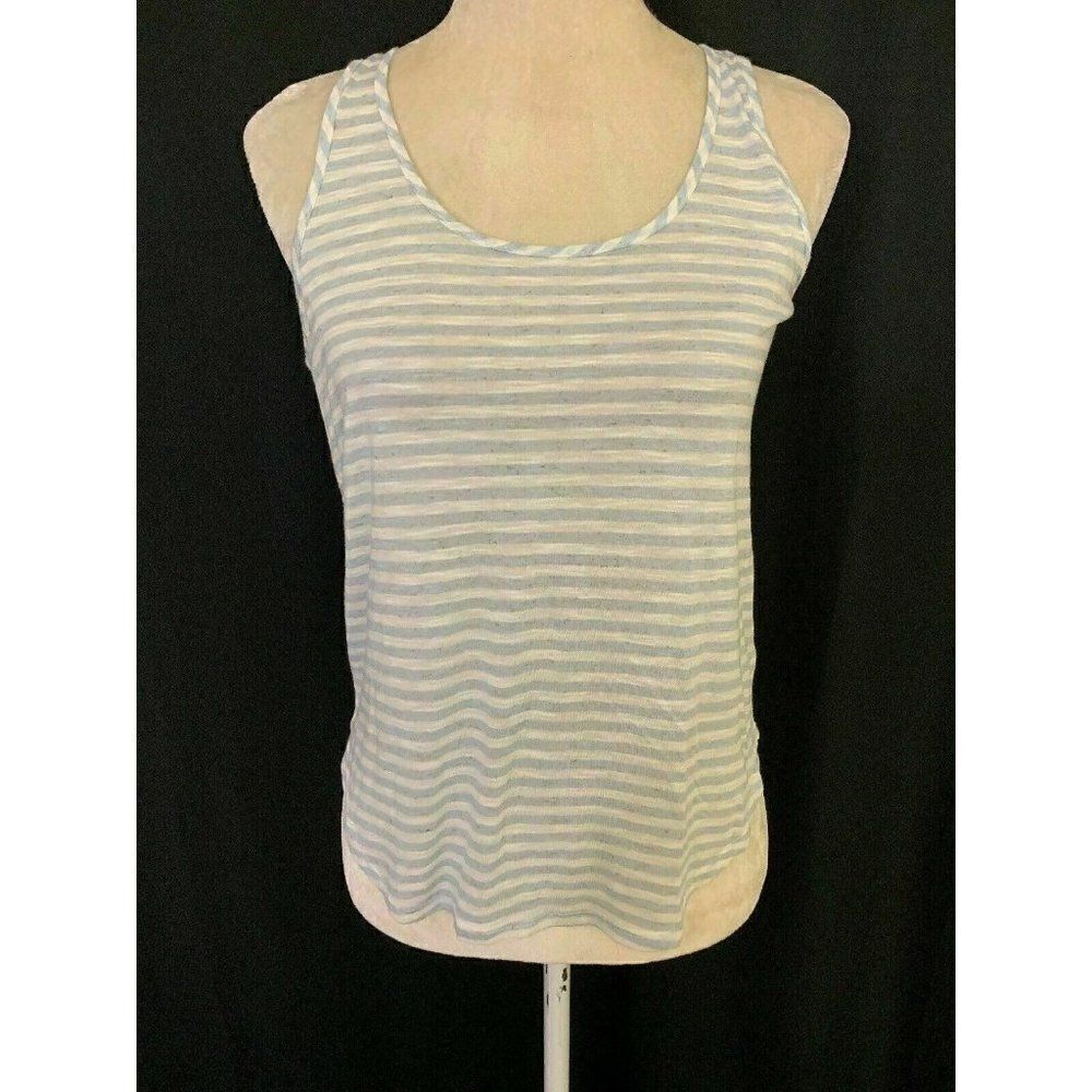 J Brand Blue White Striped Scoop Neck Tank top